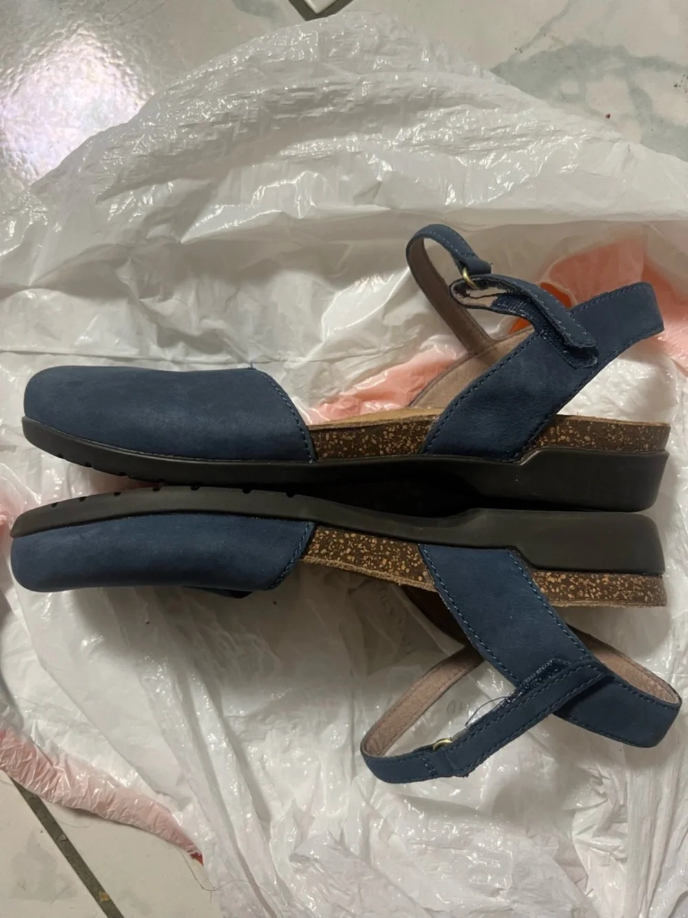 Dansko Rowan sandals navy Maryjane milled nubuck Sz 38 - Picture 4 of 4